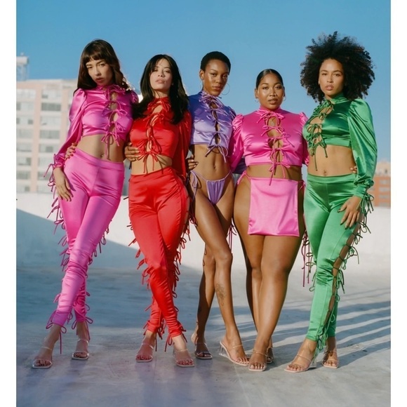 𝅺LAINA Rauma Pants Green S Small Satin Drawstring Pant Trouser Club Bed - Picture 7 of 14